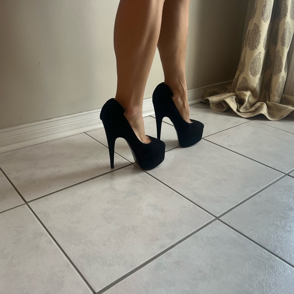 🖤 Giuseppe Zanotti Black Suede Debra Bow Platform Pumps Size 35 - Picture 13 of 14